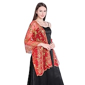 billige bryllup gjesteomslag-Sjal  Wrap Sjal Kvinner Bryllupsgjest Wrap Glitrende  Skinne Elegant Brud Uten Ermer Bryllups Wraps Med Splitt Bryllup Sommer kle deg å imponere