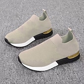 levne Dámské tenisky-dámské černé úpletové slip-on tenisky – stylové neformální boty se zlatým akcentem na podpatku, lehké a pohodlné na denní nošení