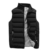 preiswerte Herren Steppweste-Herren Einfarbig Laufwesten Daunenweste Steppweste Frühling Herbst Winter Kariert Vollreißverschluss Innentasche Ärmellos Lässig Athleisure Stehkragen Thermowarm Wasserdicht Winddicht Atmungsaktiv