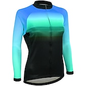 abordables Maillots de mujer-Mujer Maillot de Ciclismo Degradado Manga Larga Bicicleta Maillot Camiseta con 3 bolsillos traseros MTB Bicicleta Montaña Ciclismo Carretera Secado rápido Bandas Reflectantes Bolsillo trasero