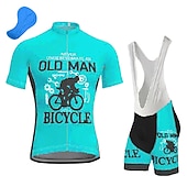 cheap Men&#039;s Clothing Sets-Men&#039;s Cycling Jersey with Bib Shorts Short Sleeve Mountain Bike MTB Road Bike Cycling Dark Navy Blue Gear Bike Clothing Suit 3D Pad Breathable Quick Dry Back Pocket Polyester Spandex Sports Letter
