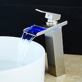 economico Classici-rubinetto da bagno con maniglia singola, rubinetti per vasca da bagno monoforo in bronzo lucidato a olio/cascata/centrale, rubinetto per lavabo in ottone con acqua calda e fredda