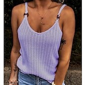 abordables Débardeurs et camisoles femme-Débardeur sans manches de sortie pour femmes haut décontracté col en V vacances du week-end noir blanc rose vin violet