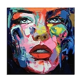cheap People Paintings-Oil Painting 100% Handmade Hand Painted Wall Art On Canvas Abstract Beautiful Women Face Home Decoration Decor Rolled Canvas No Frame Unstretched