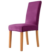 cheap Dining Chair Cover-Velvet Dining Chair Cover Burgundy Plush Stretch Spandex  Chair Slipcover Chair Protector High Back Dining Chair  Cover with Elastic Band for Dining Room Wedding Ceremony Banquet Home Decor