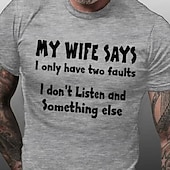 cheap Men&#039;s Graphic T Shirt-Men&#039;s Graphic Letter 5 Things You Should Know About My Wife T Shirt Casual Style Cotton Short Sleeve Graphic Shirt Wine Black White Comfortable Tee Vacation Casual Fashion Designer Clothing