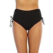 preiswerte Surfen, Tauchen &amp; Schnorcheln-Damen Badeshorts Bikinihose mit hoher Taille Einfarbig Kordelzug Hohe Taille Schnelltrocknend Leicht Atmungsaktiv Unterteile Surfen Strand Wassersport Sommer