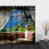 levne Sprchové závěsy-Kr beautiful krajina tisk přírody voděodolný sprchový závěs moderní polyester strojově voděodolný koupelnový s háčky