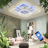 お買い得  シーリングライト調光可能タイプ-調光可能なクロムアクリルシーリングライト LED 5 ヘッドおよび 8 ヘッドシーリングライト、背景ライトとアプリ接続/リモコン付き、寝室、リビングルーム、オフィス、子供部屋に最適