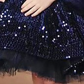 cheap Flower Girl Dresses-Kids Girls&#039; Dress One Shoulder Sequins A Line Dress Party Birthday Ruched Mesh Navy Blue Above Knee Short Sleeve Princess Cute Dresses Fall Summer Regular Fit 3-12 Years dress to impress 2025