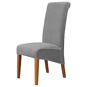 voordelige Hoes voor eetkamerstoel-fluwelen eetkamerstoelhoezen, bordeauxrode stretch stoelhoes, spandex hoge rugleuning stoelbeschermers hoezen stoelhoes met elastische band voor eetkamer, bruiloft, ceremonie, banket