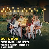 cheap Plug String Lights-S14 Global Outdoor String Lights Commercial Grade Weatherproof Strand Edison Vintage Bulbs 10m10pcs/15m15pcs Hanging Sockets UL Listed Heavy-Duty Decorative Cafe Patio Lights for Bistro Garden