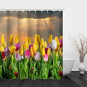 levne Sprchové závěsy-Záclona do sprchy s háčky 180cm*180cm (70&quot;*70&quot;) polyester praní v pračce voděodolná vzor květinových listů
