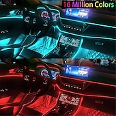 abordables Guirlandes lumineuses USB-Éclairage intérieur de voiture à LED RVB 5 en 1 avec bande de fil EL flexible contrôlée par application pour les décorations de Noël à la maison