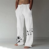baratos Clássico-Homens Estampas Abstratas dandelion Calças Calça verão Calças de praia Cintura Média Moda Designer Grande e Alto Casual Diário Para férias Design de cordão elástico Bolso frontal Perna reta Primavera