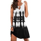 abordables Robes Floraux Imprimés-Femme Mini robe Robe casual Robe d&#039;été Robe Droite basique Moderne Décontractées Extérieur Vacances du quotidien Standard Imprime Sans Manches Col Ras du Cou Gris noir Noir Rouge Bleu Eté Printemps