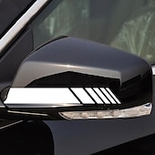 رخيصةأون أدوات حماية وتصميم هيكل السيارات-ملصقات سيارة starfire مرآة الرؤية الخلفية للسيارة مخططة عاكسة تحذير القيادة الآمنة شارات السهم تصميم ريشة مرآة الرؤية الخلفية ملصقات مقترنة بخمسة ألوان اختيارية 2 قطعة