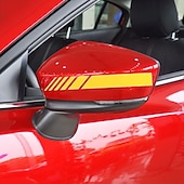 رخيصةأون أدوات حماية وتصميم هيكل السيارات-ملصقات سيارة starfire مرآة الرؤية الخلفية للسيارة مخططة عاكسة تحذير القيادة الآمنة شارات السهم تصميم ريشة مرآة الرؤية الخلفية ملصقات مقترنة بخمسة ألوان اختيارية 2 قطعة