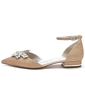 abordables Semi-formel-ballerines en satin blanc pour femmes avec motif floral en strass – chaussures de mariage ou de soirée élégantes à bout pointu