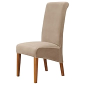 voordelige Hoes voor eetkamerstoel-fluwelen eetkamerstoelhoezen, bordeauxrode stretch stoelhoes, spandex hoge rugleuning stoelbeschermers hoezen stoelhoes met elastische band voor eetkamer, bruiloft, ceremonie, banket