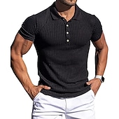 voordelige Klassieke polo voor heren-Voor heren Golfshirt gebreide polo Casual Dagelijks Polo kraag Klassieke boord Korte mouw Zakelijk Klassiek Effen Kleur Effen Knoop voorzijde Zomer Lente Herfst Normale pasvorm Zwart Wit Rood