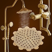cheap Shower Faucets-Shower Faucet,Rainfall Shower System Body Jet Massage Set - Handshower Included pullout Rainfall Shower Antique Vintage Style Antique Brass Mount Inside Brass Valve Bath Shower Mixer Taps