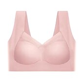 billige BH&#039;er-trådløse bh-er for kvinner faste stropper full dekning v-hals pustende ren farge pull-on lukking tilfeldig daglig nylon 1 stk svart rosa / bh &amp;amp; braletter / 1 stk hjemmeantrekk