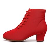 baratos Botas de dança-Mulheres Botas de Dança Espetáculo Festa Ensaio / Prática Botas de Calcanhar Ao ar livre Parte inferior inteira Cadarço Salto Grosso Ponta Redonda Adulto Preto