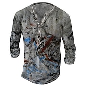 cheap Ghost&amp;Skull-Men&#039;s Graphic Skull T shirt Henley Shirt Tee Long Sleeve 3D Print Basic Classic Casual Street Casual Daily Spring &amp;  Fall Navy Blue Blue Brown Gray Henley Henley T-Shirt