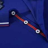 levne Pánské klasické polo-Pánské Polo trička Golfová košile Venkovní Ležérní Polo límec Žebrovaný polo límec Krátký rukáv Klasické Proužky Tlačítko Přední Tlačítko dolů Léto Běžný Modrá moře Černá Bílá Světlá růžová Rubínov
