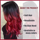 voordelige Synthetische trendy pruiken-zwarte tot rode pruik vrouwen lange golvende pruik kant kleur synthetische hittebestendige pruik voor dagelijks party kostuum halloween kerstfeest pruiken