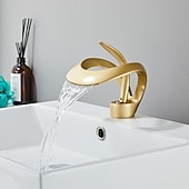 economico Classici-Rubinetto Lavabo Bagno Con Bocca A Cascata, Miscelatore Lavabo In Ottone, Rubinetti Vasca Monocomando Monoforo Finiture Verniciate Corpo Alto Stile Moderno