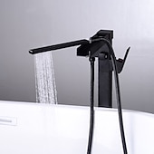 billige Badekraner-badekarkran - minimalistisk galvanisert frittstående messingventil badekar dusj blandebatterier