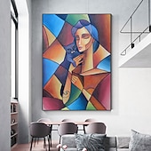 お買い得  人物画-ハング塗装油絵 手描きの 縦式 抽象画 人物 クラシック 近代の インナーフレームなし(枠なし)