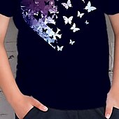 cheap Girl&#039;s 3D Cartoon-Girls&#039; 3D Animal Butterfly Heart T shirt Short Sleeve 3D Print Summer Spring Active Fashion Cute Polyester Kids 3-12 Years Outdoor Daily Indoor Regular Fit