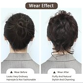 baratos Puxos-rabo de cavalo de extensão de cabelo de peruca de coque com elástico elástico updo peruca de rabo de cavalo extensões de cabelo sintético scrunchies apliques de rabo de cavalo para mulheres