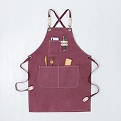 economico grembiule-grembiule da cuoco nero per uomo donna con tasca, grembiule da lavoro in tela di cotone incrociato sul retro resistente regolabile