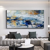 preiswerte Abstrakte Gemälde-handgemachtes Ölgemälde auf Leinwand, Wandkunst, Dekoration, abstrakte Messermalerei, Landschaft, blau, für Wohnkultur, gerollt, rahmenlos, ungedehnt