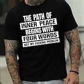 baratos Camiseta gráfica masculina-Homens Letra Camiseta Estilo casual 100% Algodão Manga Curta Gráfico Camisa Urze Cinza Preto Branco Camiseta confortável Férias Casual Roupas de estilistas