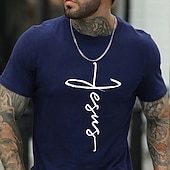 baratos Camiseta gráfica masculina-Homens Letra impressão de carta Camiseta Estilo casual Algodão Manga Curta Gráfico Camisa Vinho Preto Branco Camiseta confortável Férias Casual Roupas de estilistas