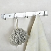 abordables Almacenamiento para la cocina-Juego de herrajes para baño y cocina, colgador de baño de aluminio espacial, gancho negro para montaje en pared, gancho de abrigo de aluminio, ganchos para bata de baño, perchero
