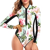 preiswerte Hautausschlagswächter-Damen Anti UV Badeanzug UV-Schutz UPF50+ Atmungsaktiv Langarm Spandex Bodysuit Badeanzug Reißverschluß vorne Schwimmen Surfen Strand Wassersport Sommer Frühling