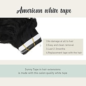 abordables Extensions Adhésives-bande dans les extensions vague naturelle 14 pouces 50gram naturel noir bande dans les extensions de cheveux de vrais cheveux humains extensions de cheveux ondulés naturels