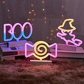 billiga LED-neonlampor-neon nattljus godis fladdermus döskallehatt formad aaa batteridriven usb-driven