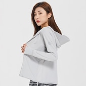 preiswerte Wasserdichte Jacken-Frauen UPF 50+ UV-Sonnenschutz Kapuzenpullover mit Reißverschluss Langarm Angeln Laufen Wanderjacke Sommer Außenbelüftung UV-beständig Frontreißverschluss Dehnbare Jacke Klettern Strand Camping