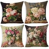 billige blomster- og plantestil-gårdshus dobbelt sideputetrekk 1 stk mykt dekorativt firkantet putetrekk putetrekk putetrekk for soverom stue overlegen kvalitet maskinvaskbar innendørs pute til sofa sofaseng stol