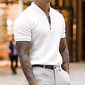 preiswerte Urlaub-Herren Poloshirt Poloshirt mit Viertelreißverschluss Outdoor Strasse Ständer Baseball-Kragen Kurzarm Modisch Brautkleider schlicht Feste Farbe Zip Viertel Postleitzahl Frühling Sommer Regular Fit