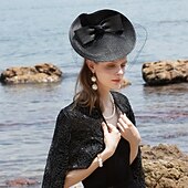 Недорогие Шляпы для вечеринки-Головные уборы Сеть Солома Панама Чаепитие Скачки Элегантный стиль С Бант Тюль Заставка Головной убор