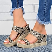 levne Pohodlné sandály-dámské bílé espadrilkové sandály na klínku s otevřenou špičkou a dvojitým páskem pro běžné, plážové a letní outfity