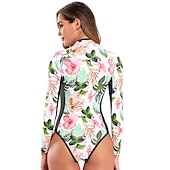 preiswerte Hautausschlagswächter-Damen Anti UV Badeanzug UV-Schutz UPF50+ Atmungsaktiv Langarm Spandex Bodysuit Badeanzug Reißverschluß vorne Schwimmen Surfen Strand Wassersport Sommer Frühling